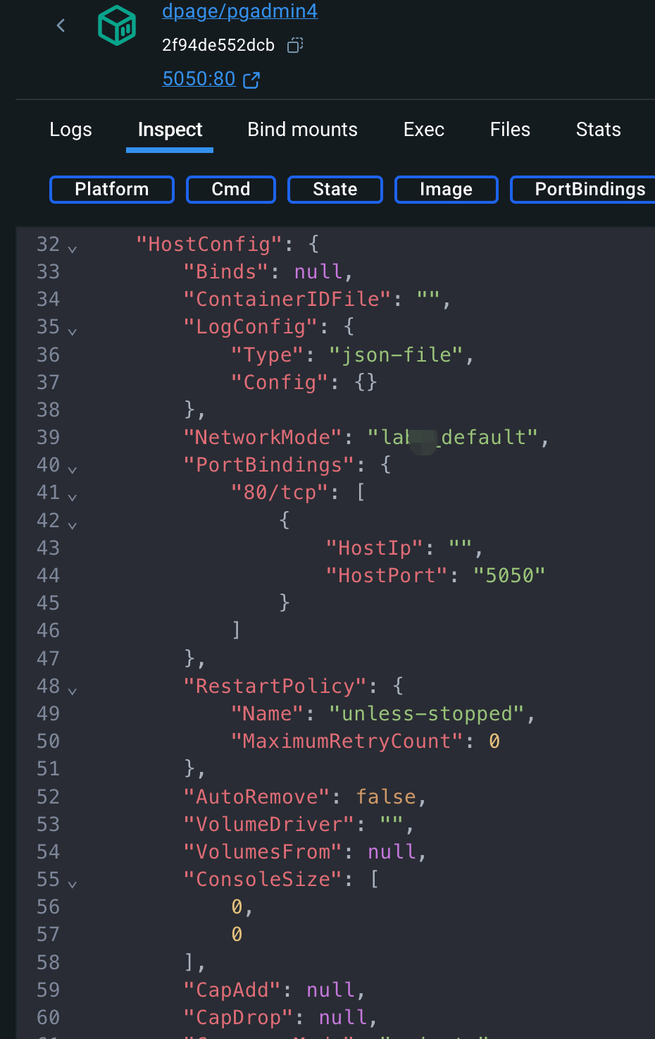 Container ports mapping